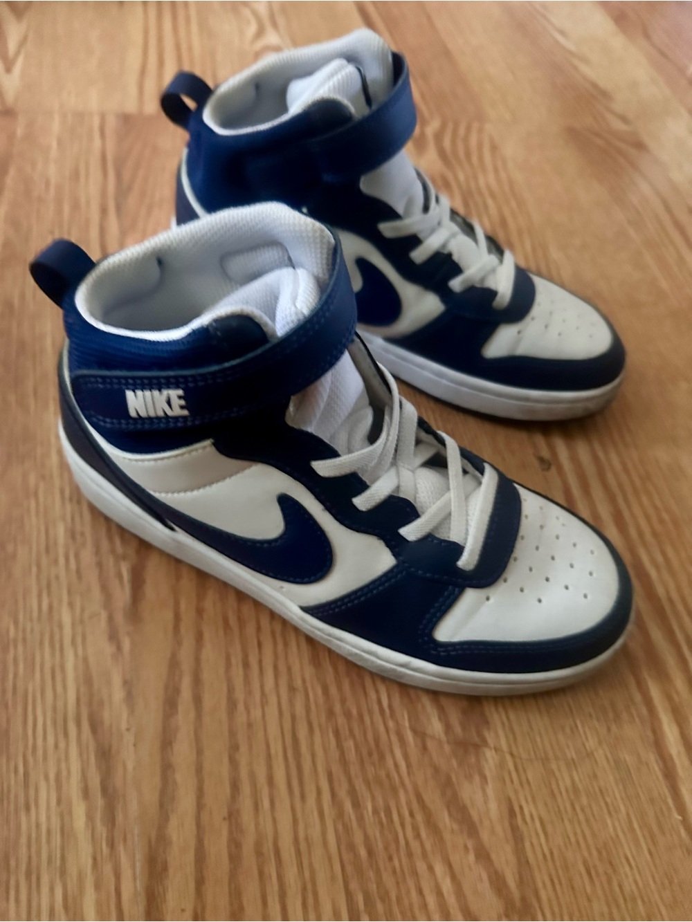 Nike Kids High-Top Sneakers - Navy and White